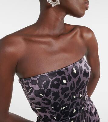 Robe midi en velours à motif léopard | Alex Perry