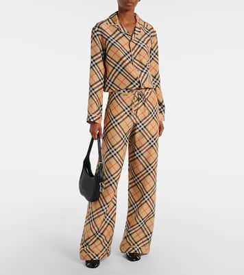 Weite Hose Burberry Check aus Seide | Burberry