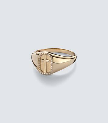 Anello Cross Icon in oro 14kt con diamanti | Sydney Evan