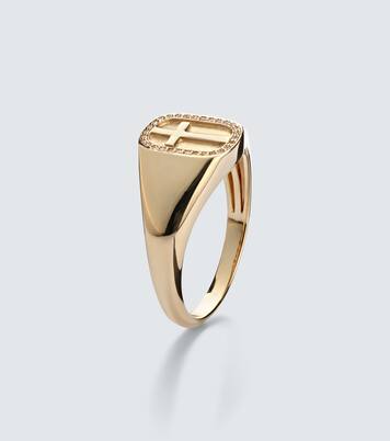 Anello Cross Icon in oro 14kt con diamanti | Sydney Evan