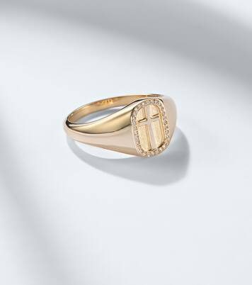 Anello Cross Icon in oro 14kt con diamanti | Sydney Evan