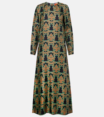 Swing printed silk twill midi dress | La DoubleJ