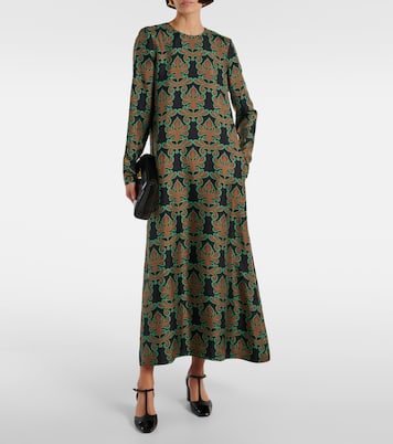 Swing printed silk twill midi dress | La DoubleJ
