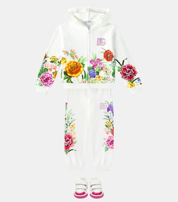 DG floral cotton jersey sweatpants | Dolce&Gabbana Kids