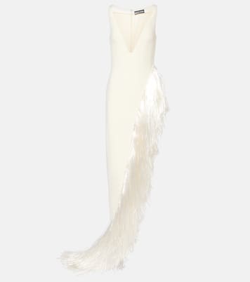 Fringed asymmetric cady gown | David Koma