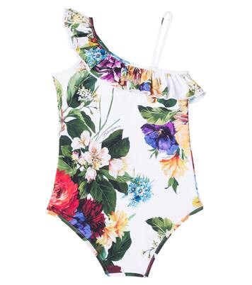 Fiori printed ruffled swimsuit | Dolce&Gabbana Kids