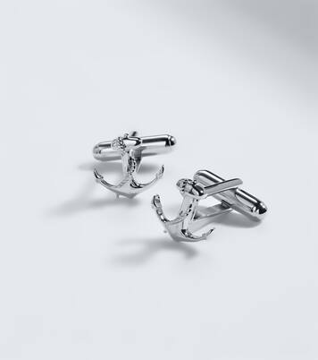 Anchor rhodium-plated sterling silver cufflinks | Mateo