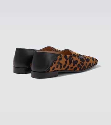 Babouche Fauve Éclat calf hair loafers | Valentino Garavani