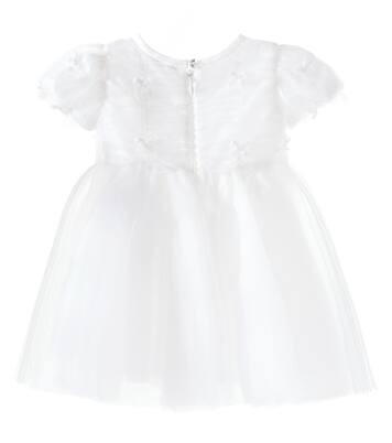 Baby bow-detail ruched tulle dress | Monnalisa