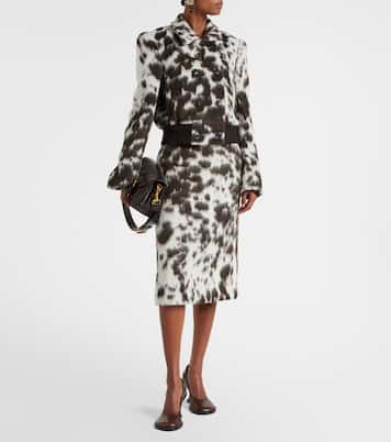 Jupe midi imprimée en laine mélangée | Dries Van Noten