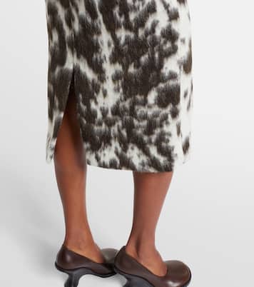 Jupe midi imprimée en laine mélangée | Dries Van Noten