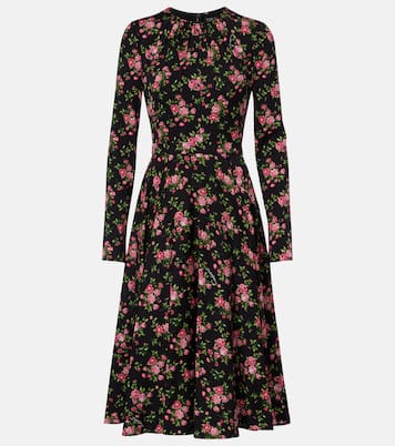 Robe midi en soie mélangée à fleurs | Dolce&Gabbana