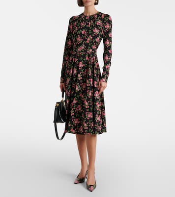 Robe midi en soie mélangée à fleurs | Dolce&Gabbana