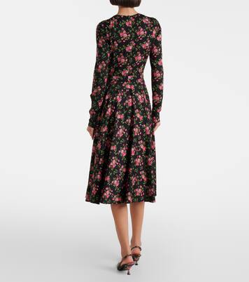 Robe midi en soie mélangée à fleurs | Dolce&Gabbana