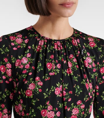 Robe midi en soie mélangée à fleurs | Dolce&Gabbana
