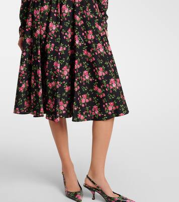 Robe midi en soie mélangée à fleurs | Dolce&Gabbana
