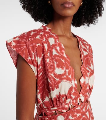 Robe longue Noreen imprimée en coton | Poupette St Barth