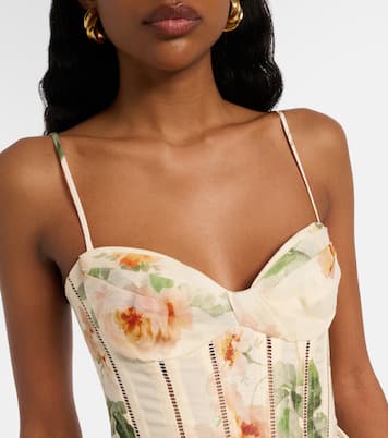Carousel floral silk and linen bustier dress | Zimmermann
