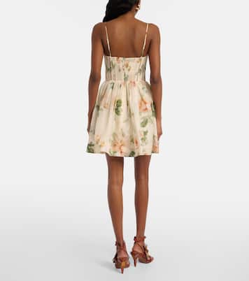 Carousel floral silk and linen bustier dress | Zimmermann