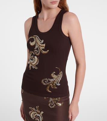 Ribbed-knit sequined tank top | Xu Zhi