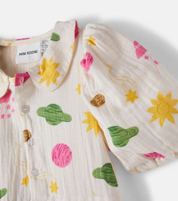 Space printed cotton muslin dress | Mini Rodini