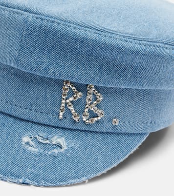 Embellished distressed denim newsboy hat | Ruslan Baginskiy