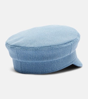 Embellished distressed denim newsboy hat | Ruslan Baginskiy