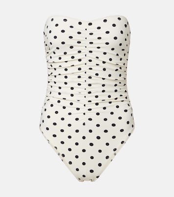 Gathered polka-dot bandeau swimsuit | Karla Colletto