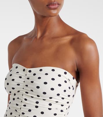 Gathered polka-dot bandeau swimsuit | Karla Colletto