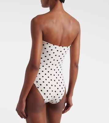 Gathered polka-dot bandeau swimsuit | Karla Colletto