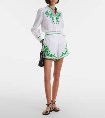 Shorts in cotone e lino con ricamo | Juliet Dunn