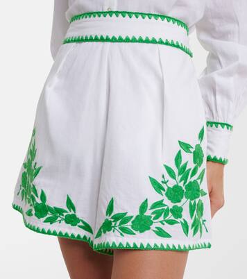 Shorts in cotone e lino con ricamo | Juliet Dunn
