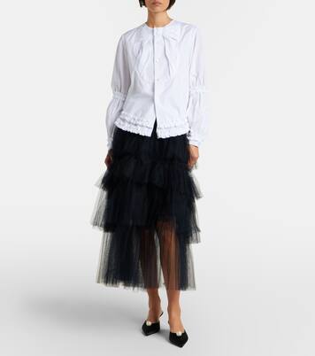 Bow-detail ruffled cotton poplin shirt | Noir Kei Ninomiya