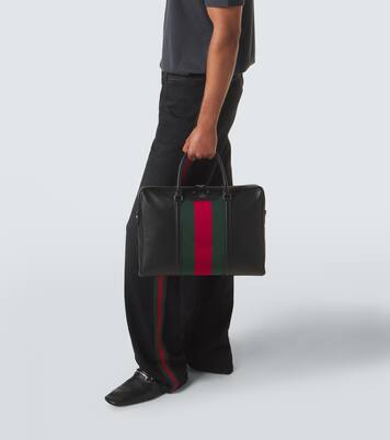 Aktentasche Web Stripe aus Leder | Gucci