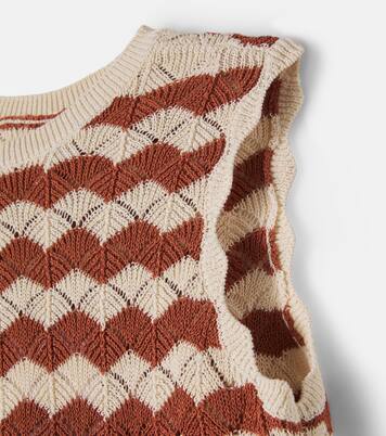 Aster pointelle cotton and linen-blend vest | Zimmermann Kids