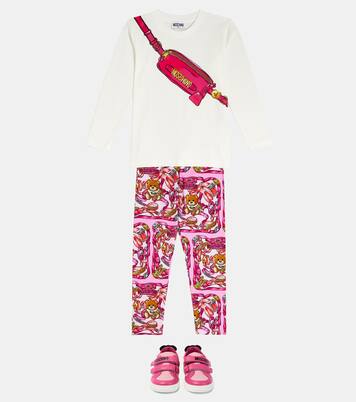 Printed cotton-blend top and leggings set | Moschino Kids