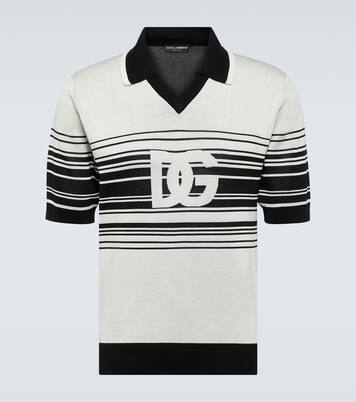 Logo striped silk jacquard polo shirt | Dolce&Gabbana