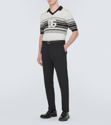 Logo striped silk jacquard polo shirt | Dolce&Gabbana