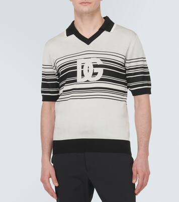 Logo striped silk jacquard polo shirt | Dolce&Gabbana