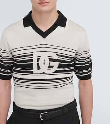 Logo striped silk jacquard polo shirt | Dolce&Gabbana