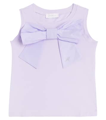 Bow-detail cotton-blend top | Monnalisa