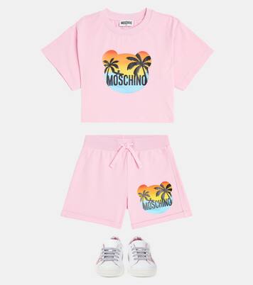 Printed cotton-blend jersey shorts | Moschino Kids