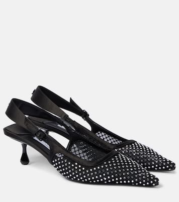 Slingback-Pumps Amel 50 aus Mesh mit Kristallen | Jimmy Choo