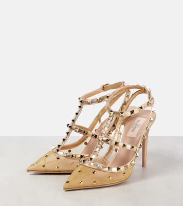 Verzierte Pumps Rockstud 105 mit Metallic-Leder | Valentino Garavani