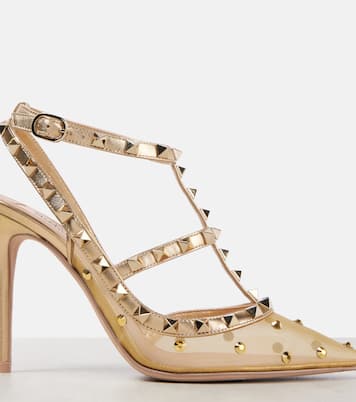 Verzierte Pumps Rockstud 105 mit Metallic-Leder | Valentino Garavani