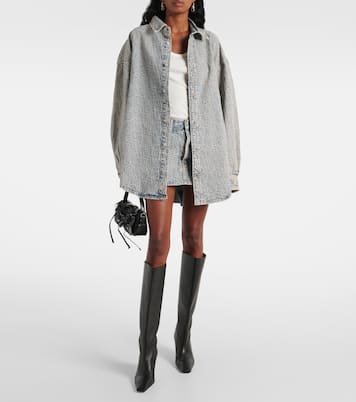 Monogram low-rise denim miniskirt | Acne Studios