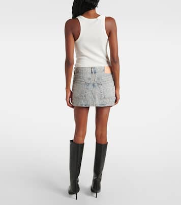 Monogram low-rise denim miniskirt | Acne Studios