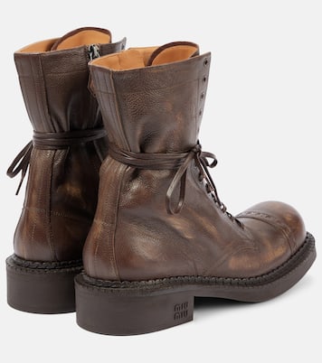 Leather lace-up boots | Miu Miu