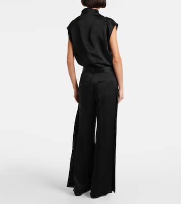 Weite High-Rise-Hose aus Satin | Toteme