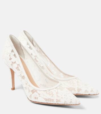 Lyon 85 leather-trimmed lace pumps | Gianvito Rossi